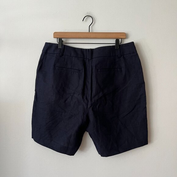 Talbots Navy Blue 100% Linen Shorts Women's Size 14 Petite - Picture 3 of 6